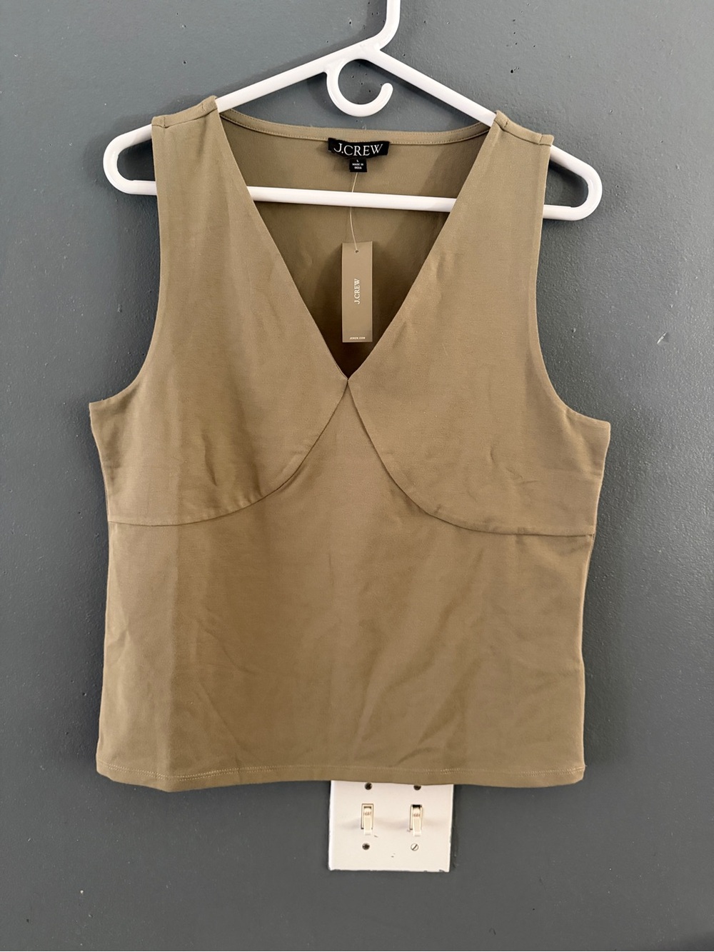 J.Crew Olive v Neck Sleeveless Tank